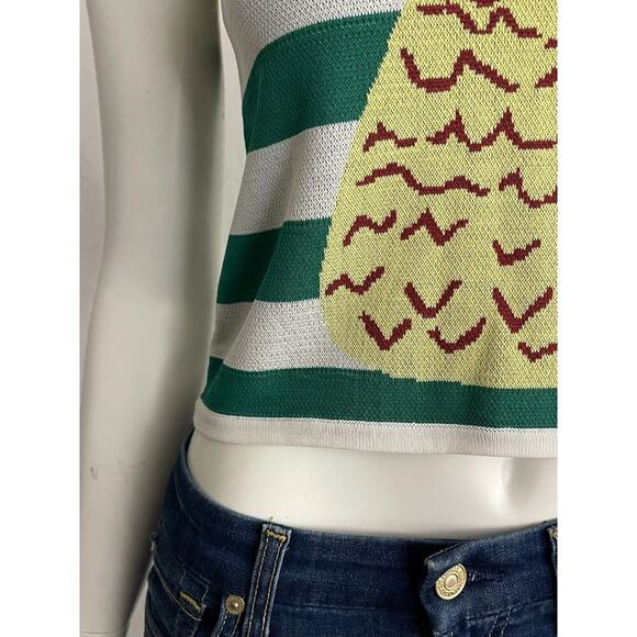 Staud S Pineapple Playa Tank Top Cabana Stripe Stretch Knit Resort Vacation NEW - Picture 6 of 9